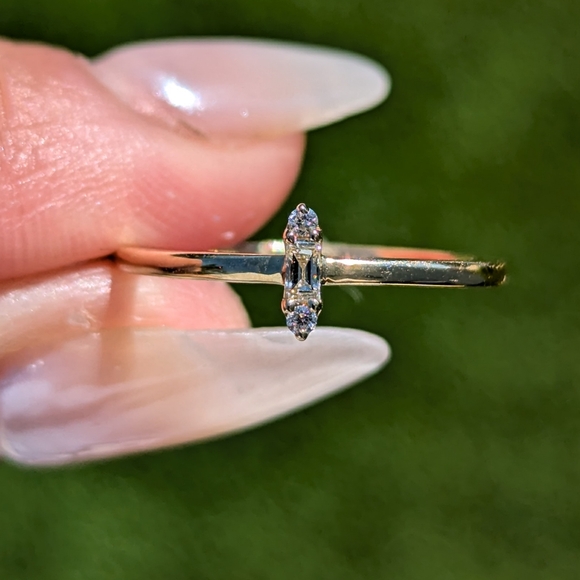 14 Karat Solid Gold Diamond Ring Baguette and Round